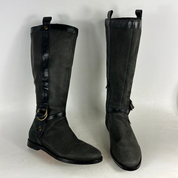 Cole Haan Liberty Riding Boots Women's 7 Black Leather Comfort Western Tall - Picture 1 of 9